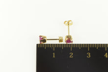 Load image into Gallery viewer, 14K Round Natural Ruby Solitaire Classic Stud Earrings Yellow Gold