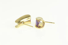 Load image into Gallery viewer, 14K Oval Amethyst Curved Design Split Stud Earrings Yellow Gold