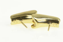 Load image into Gallery viewer, 14K Oval Amethyst Curved Design Split Stud Earrings Yellow Gold