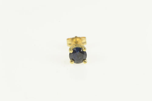 14K Round Classic Sapphire Solitaire Stud Single Earring Yellow Gold