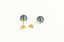 Load image into Gallery viewer, 14K 6.8mm Tahitian Pearl Classic Statement Stud Earrings Yellow Gold