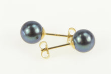 Load image into Gallery viewer, 14K 6.8mm Tahitian Pearl Classic Statement Stud Earrings Yellow Gold