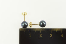 Load image into Gallery viewer, 14K 6.8mm Tahitian Pearl Classic Statement Stud Earrings Yellow Gold