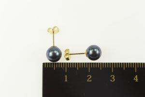 14K 6.8mm Tahitian Pearl Classic Statement Stud Earrings Yellow Gold