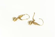 Load image into Gallery viewer, 14K Victorian Style Pearl Dangle Ornate Statement Earrings Yellow Gold