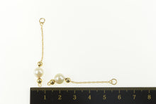 Load image into Gallery viewer, 14K Pearl Chain Dangle Hoop Stud Enhancer Earring Jackets Yellow Gold