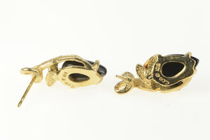 10K Black Hills Leaf Onyx Statement Stud Earrings Yellow Gold