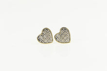 Load image into Gallery viewer, 10K Pave Diamond Heart Love Symbol Stud Earrings Yellow Gold