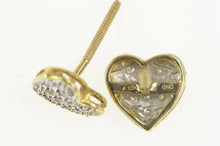 Load image into Gallery viewer, 10K Pave Diamond Heart Love Symbol Stud Earrings Yellow Gold