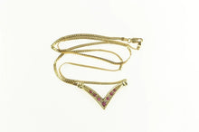 Load image into Gallery viewer, 14K Diamond Ruby Chevron Pendant Chain Necklace 17&quot; Yellow Gold