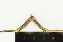 Load image into Gallery viewer, 14K Diamond Ruby Chevron Pendant Chain Necklace 17&quot; Yellow Gold