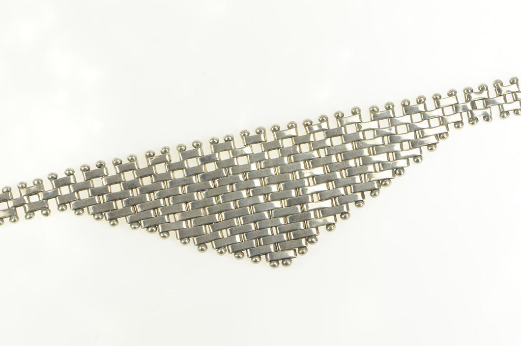 Sterling Silver Bar Link Graduated Collar Bib Statement Necklace 17