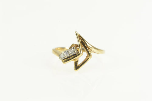 14K Diamond Abstract Geometric Retro Statement Ring Yellow Gold