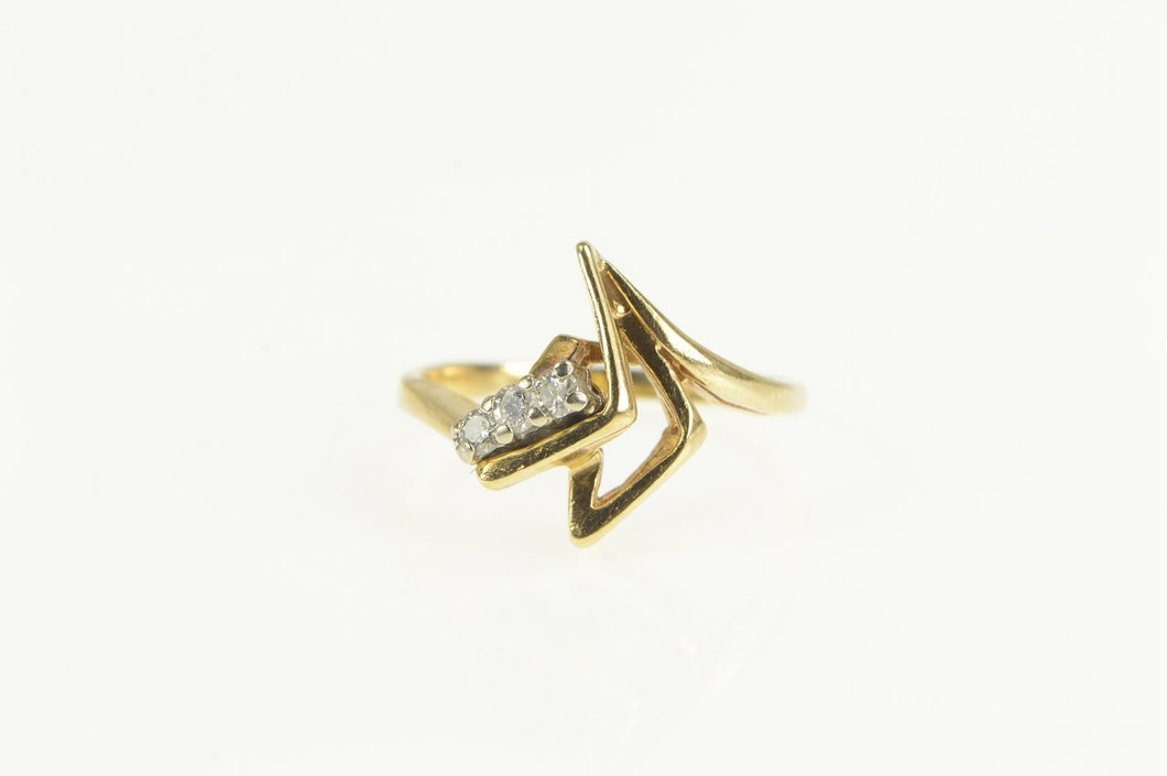 14K Diamond Abstract Geometric Retro Statement Ring Yellow Gold