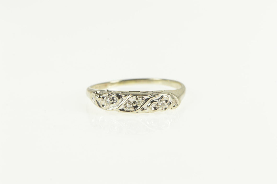 14K Diamond Classic Simple Wedding Band Ring White Gold