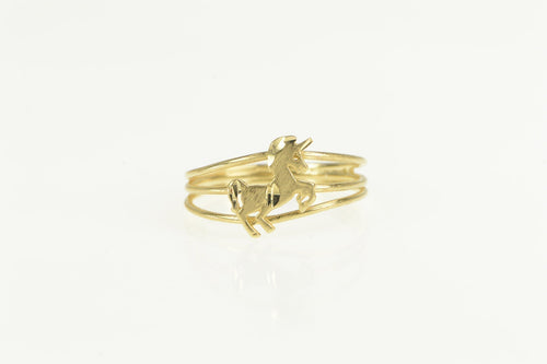 14K Diamond Unicorn Symbol Tiered Graduated Band Ring Yellow Gold
