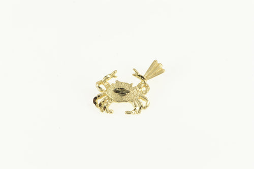 14K Diamond Cut Crab Beach Motif Animal Charm/Pendant Yellow Gold