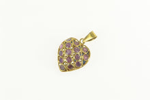 Load image into Gallery viewer, 18K Pave Natural Ruby &amp; Sapphire Puffy Heart Pin/Brooch Yellow Gold