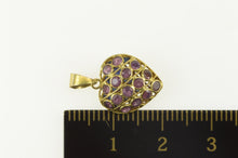 Load image into Gallery viewer, 18K Pave Natural Ruby &amp; Sapphire Puffy Heart Pin/Brooch Yellow Gold