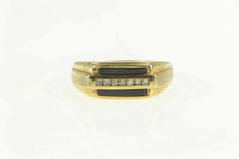 Load image into Gallery viewer, 10K Diamond Black Onyx Men&#39;s Retro Statement Ring Yellow Gold