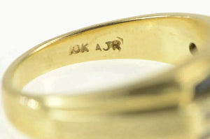 10K Diamond Black Onyx Men's Retro Statement Ring Yellow Gold