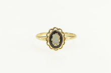 Load image into Gallery viewer, 14K Oval Black Onyx Opal Scalloped Trim Statement Ring Yellow Gold