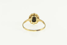 Load image into Gallery viewer, 14K Oval Black Onyx Opal Scalloped Trim Statement Ring Yellow Gold