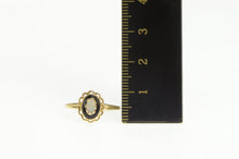 Load image into Gallery viewer, 14K Oval Black Onyx Opal Scalloped Trim Statement Ring Yellow Gold