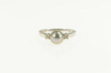 Load image into Gallery viewer, 14K Tahitian Pearl Diamond Accent Engagement Ring White Gold