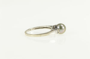 14K Tahitian Pearl Diamond Accent Engagement Ring White Gold