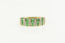 Load image into Gallery viewer, 14K Princess Cut Emerald Diamond Statement Band Ring Yellow Gold