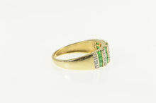 Load image into Gallery viewer, 14K Princess Cut Emerald Diamond Statement Band Ring Yellow Gold