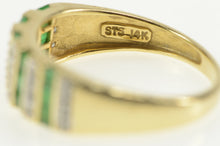Load image into Gallery viewer, 14K Princess Cut Emerald Diamond Statement Band Ring Yellow Gold