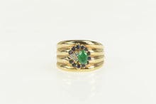 Load image into Gallery viewer, 10K 1.26 Ctw Emerald Diamond Sapphire Halo Unique Ring Yellow Gold