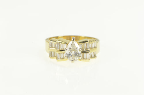 14K 2.40 Ctw VS Pear Diamond Baguette Engagement Ring Yellow Gold