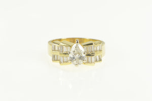 14K 2.40 Ctw VS Pear Diamond Baguette Engagement Ring Yellow Gold