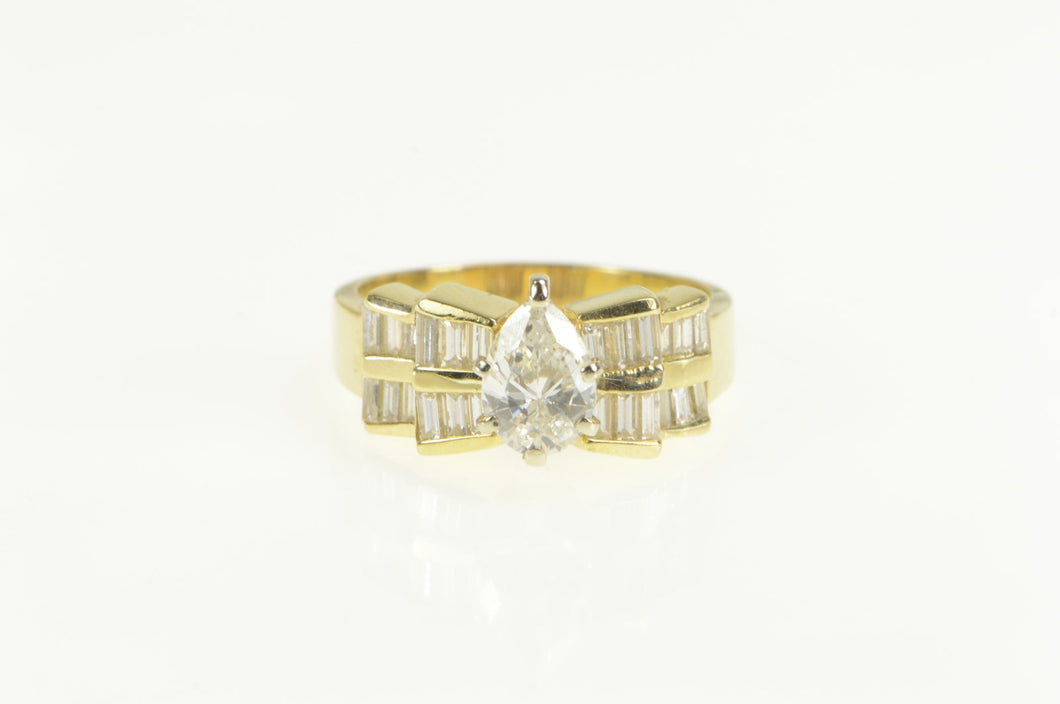 14K 2.40 Ctw VS Pear Diamond Baguette Engagement Ring Yellow Gold