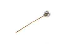 Load image into Gallery viewer, 14K Victorian Diamond Flower Purple Pansy Stick Pin Yellow Gold