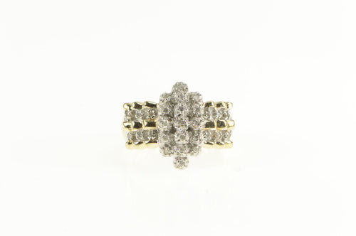 10K Classic Diamond Cluster Fashion Statement Ring Yellow Gold