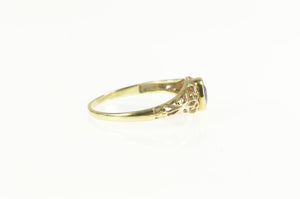 10K Art Deco Filigree Syn. Sapphire Engagement Ring Yellow Gold