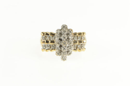 10K Diamond Retro Cluster Classic Statement Ring Yellow Gold