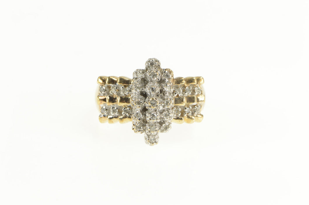 10K Diamond Retro Cluster Classic Statement Ring Yellow Gold