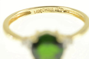 14K Round Moldavite Diamond Cluster Statement Ring Yellow Gold