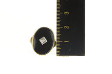 Load image into Gallery viewer, 10K Retro Ornate Black Onyx Diamond Overlay Ring Yellow Gold