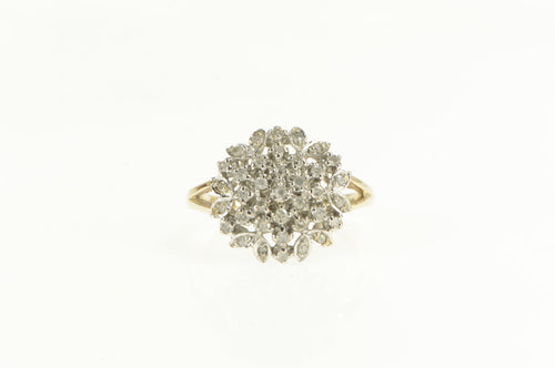 10K Ornate Floral Diamond Snowflake Cluster Ring Yellow Gold