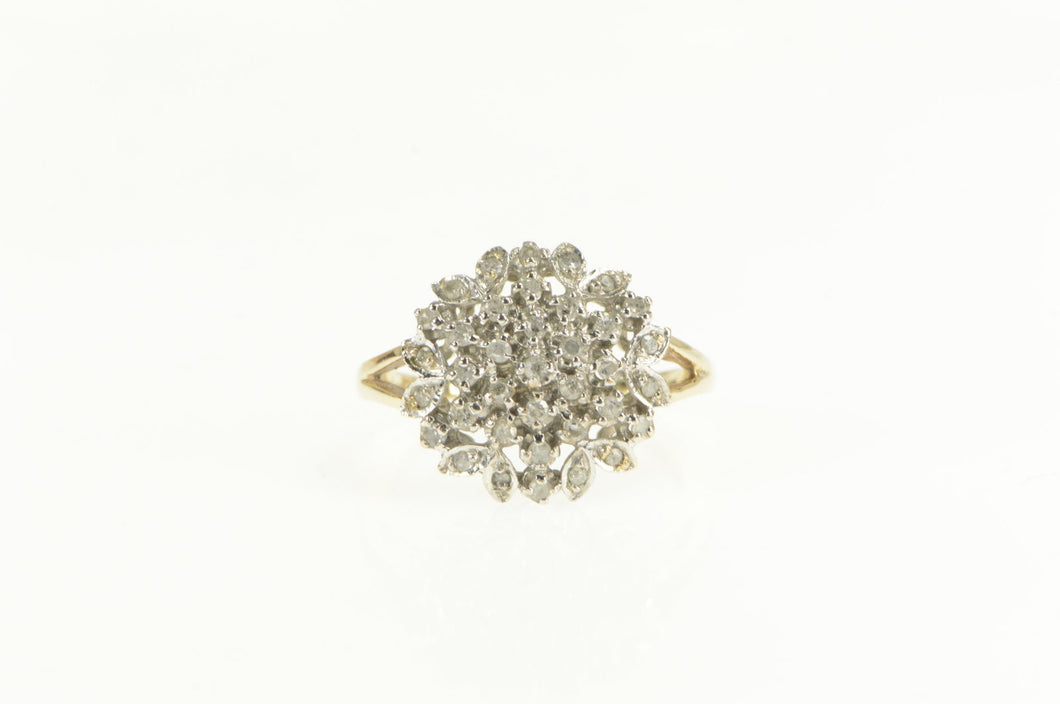 10K Ornate Floral Diamond Snowflake Cluster Ring Yellow Gold