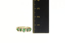 Load image into Gallery viewer, 10K Marquise Emerald Diamond Statement Band Ring Yellow Gold