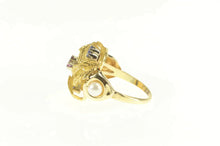 Load image into Gallery viewer, 14K 1960&#39;s Ruby Sapphire Pearl Cluster Cocktail Ring Yellow Gold