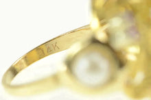 Load image into Gallery viewer, 14K 1960&#39;s Ruby Sapphire Pearl Cluster Cocktail Ring Yellow Gold