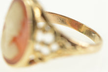 Load image into Gallery viewer, 14K Victorian Carved Shell Cameo Filigree Ring Yellow Gold